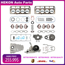 Head Gasket Set Timing Chain Kit Water & Oil Pump For GMC Chevy 4.8L 5.3L 6.0L