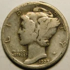 1927 P Mercury Dime  "Actual Coin Pictured Not Cleaned, Polished or Dipped"