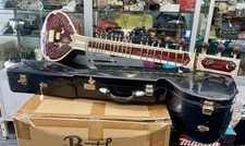 Vintage Indian Sitar Intricate Hand Crafted Inlay In Hard Case Exquisite