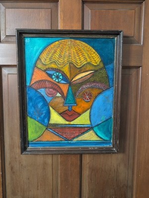colorful, abstract, cubism-style artwork titled ''THE FLIRT.'' By V. Kimball Ooak