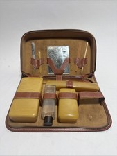 VTG Men's Travel Toiletry Grooming Kit Case Cowhide Top Shaving USA