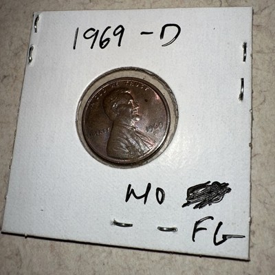 1969-D 1C RD Lincoln Cent Penny floating Roof No FG 