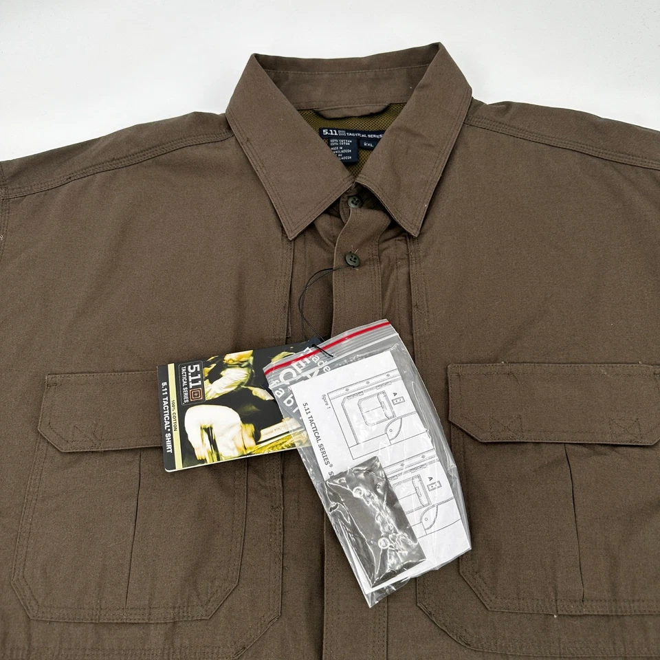 NUEVO CON ETIQUETAS 511 Tactical Series Hombres Manga Larga Camisa Abotonada Marrón 2XL Algodón Foto 2 de 4