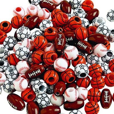 Colorations Plastic Sports Ball Beads for Kids.5 lb, Accent Beads, Ball Beads, F