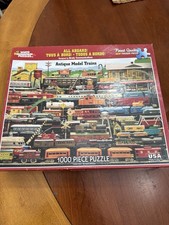 ALL ABOARD Antique Model Trains 1000 Piece Puzzle White Mountain Puzzles Sealed