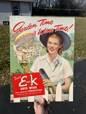 Vintage E and K Ohio Wine Cardboard Advertising Easelback Sign Store Display