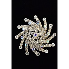 Vintage Crystal Starburst Pin Brooch Star Aurora Borealis Rhinestone 1980s BinAH