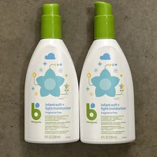2 Bottles Babyganics 8 Oz Infant Soft & Light Moisturizer Fragrance Free Lotion