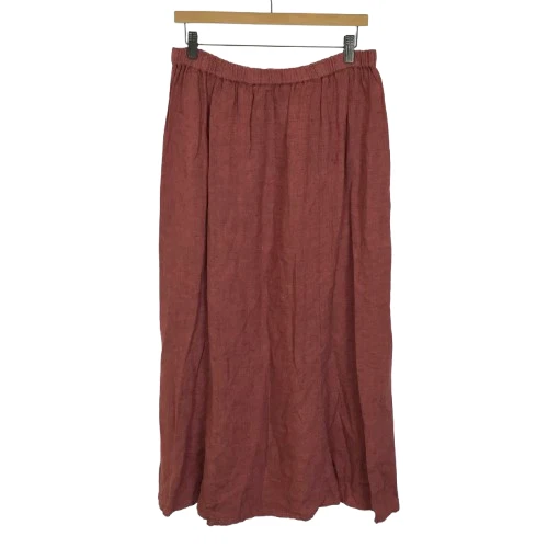 FLAX Womens Size Large Pull On 100% Linen Rust Red Maxi Skirt
Opens in a new window or tab