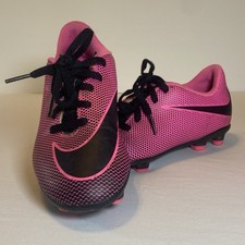 Nike Kids Bravata II Hot Pink Black Athletic Soccer Football Cleats Youth Sz 1Y