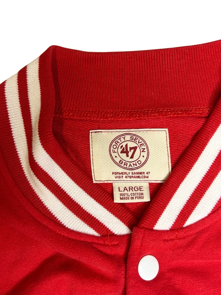 Chaqueta De Colección Años 80 90 NHL Detroit Red Wings 47 Marca Grande Rojo Suéter Universitario Foto 3 de 4