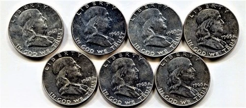 Franklin Half Dollars - lot of 7 coins