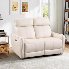 CANMOV Reclining Loveseat Sofa, 2-Seater Faux Leather Electric Recliner
