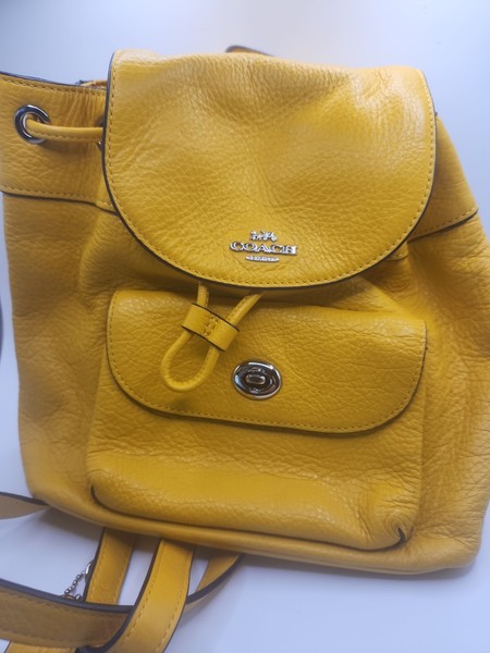 Coach F37621 Mini Charlie Backpack Yellow Pebbled Leather Women's Bag