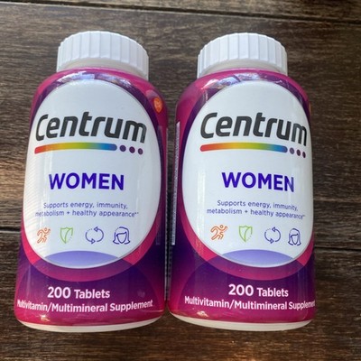 2 Bottles Centrum Multivitamin For Women 200 Tablets Supports Energy Immunity