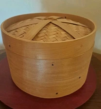New 2-Tier Bamboo Steamer Baskets, 10-Inch