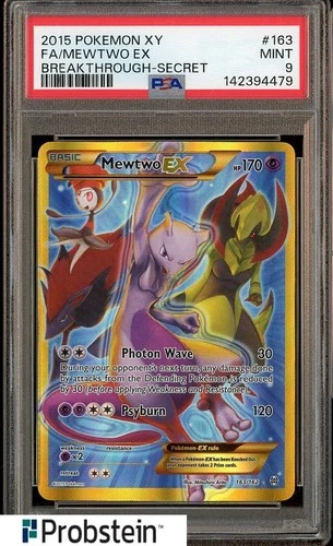 2015 Pokemon XY Breakthrough Secret #163 FA Mewtwo Ex PSA 9 MINT