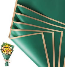 20 Sheet Flower Wrapping Paper-Waterproof Floral Bouquet Paper Dark green