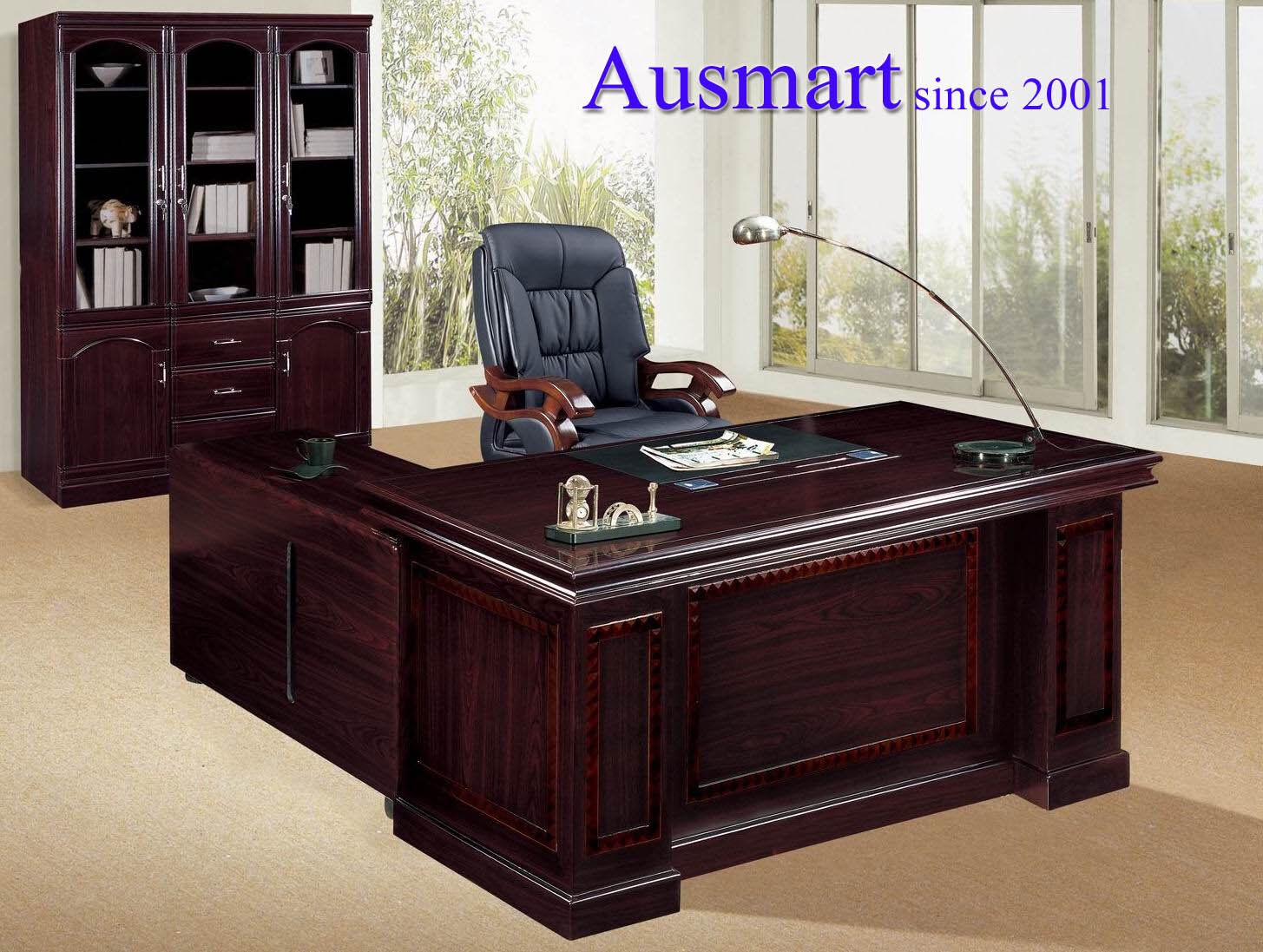 1.8m Veneer Office Executive Desk with return and pedestal