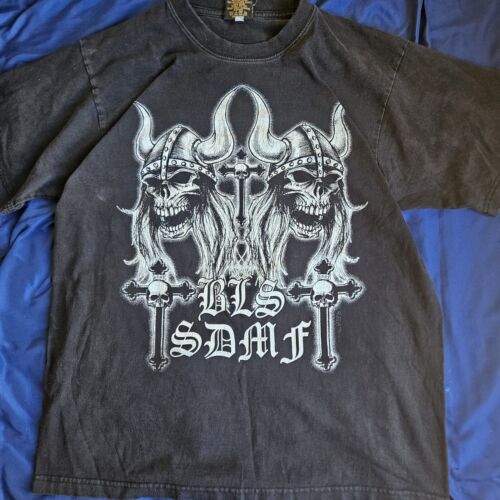 Vintage Y2K Black Label Society S.D.M.F Grafik Gold Serie T-Shirt Größe Large
