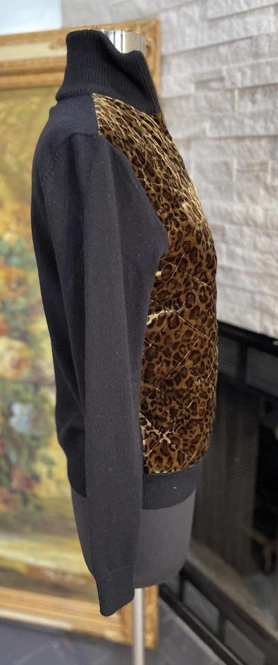 Suéter Lauren Ralph Lauren Estampado Leopardo Mezcla de Lana de Seda Cremallera Talla Mediana Foto 3 de 4