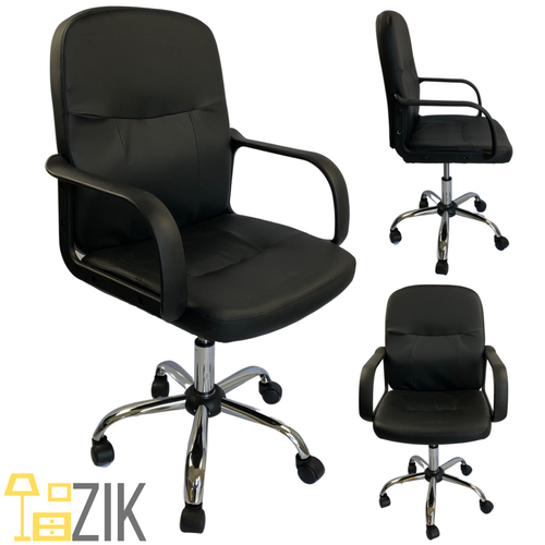 SEDIA UFFICIO POLTRONA IN ECO PELLE NERA DIREZIONALE GIREVOLE OPERATIVA  STUDIO | eBay