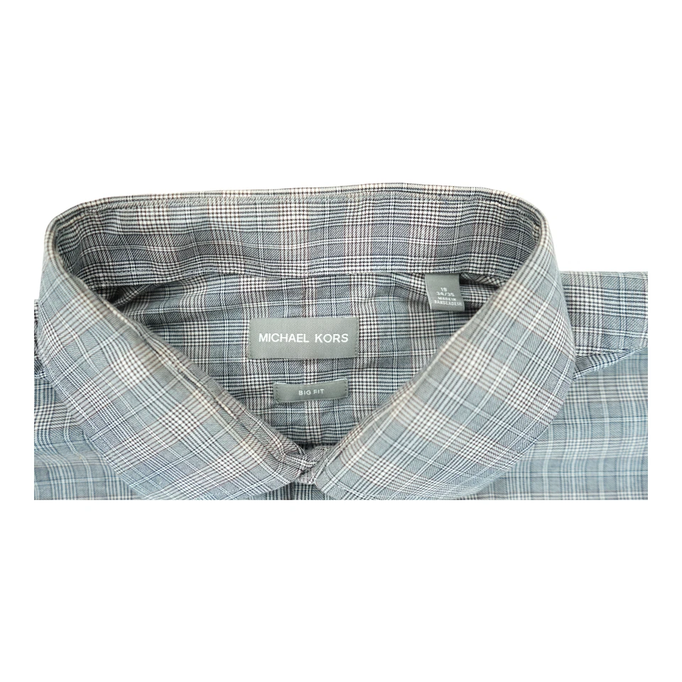 VINTAGE Michael Kors Button Down Dress Shirt Blue Plaid Adult 19 34/35 Big Fit - Image 2 of 4
