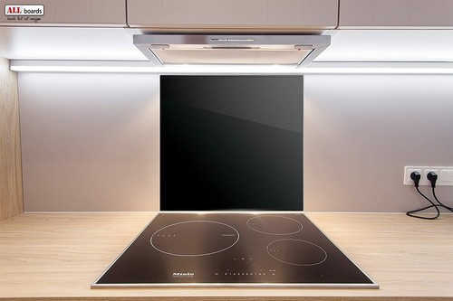 Kitchen Glass Splashback BLACK 60x65cm Heat Resistant Toughened Glass - Picture 1 of 8