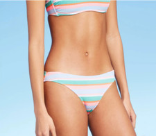 Juniors' Ribbed Hipster Bikini Swim Bottom Xhilaration Multi Striped Small 0-2 
