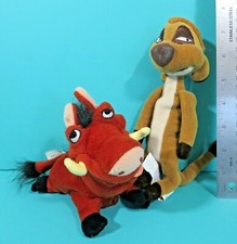Disney Store Parks The Lion King Bean Bag Plush Lot 6" Pumbaa  8" Timon