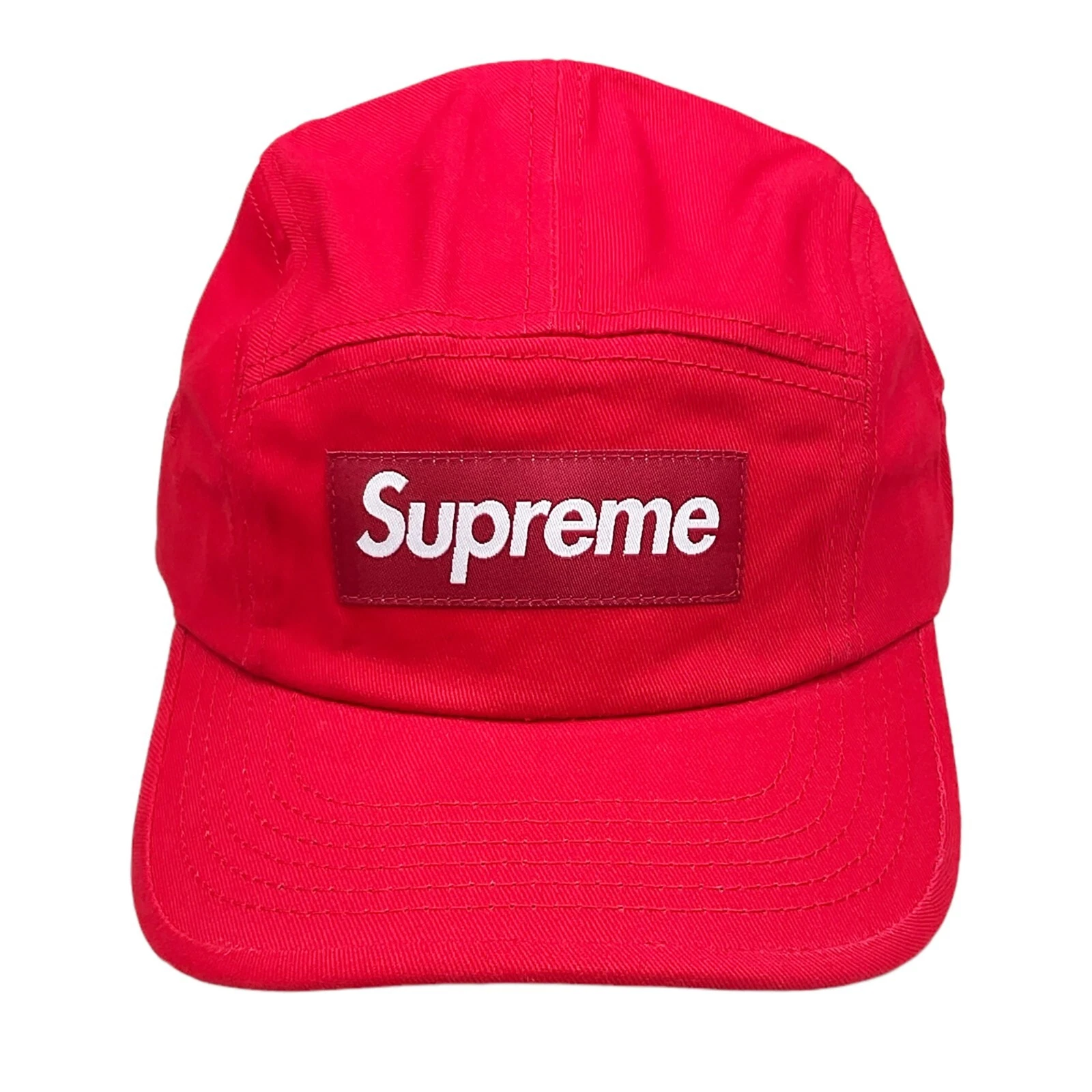 Casquette de camp Supreme SS21 chino lavé sergé 5 panneaux rouge