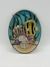 Colorful Stained Glass Fish Ocean Hang Suncatcher 5" X 7  Oval Vibrant Sea Ocean