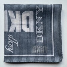 VINTAGE HANDKERCHIEF MEN'S ART GRAY ALPHABET COTTON POCKET SQUARE 19" A-0358
