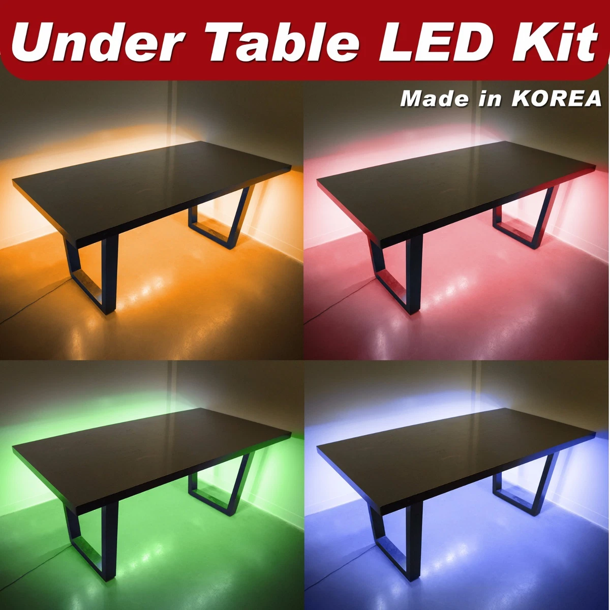 Table with cheap lights underneath