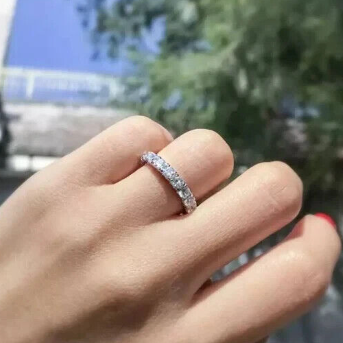 2Ct Round Cut Moissanite Full Eternity Band Engagement Ring Solid 10K ...