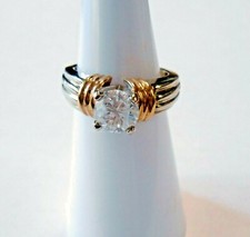 Vintage 14k White  Yellow Gold Engagement Ring With 75 Pt. Diamond Size 4.75