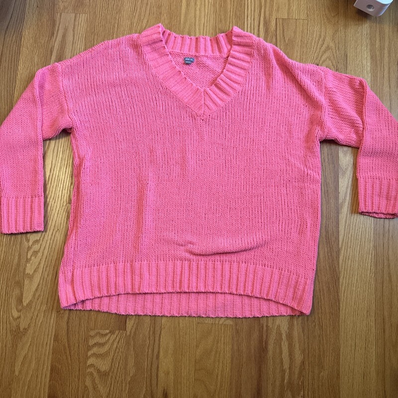 Aerie Hot Pink Chenille Sweater V Neck Size Medium 