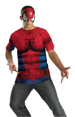 Disguise Spiderman Adult Shirt & Mask Halloween Costume Men's XL