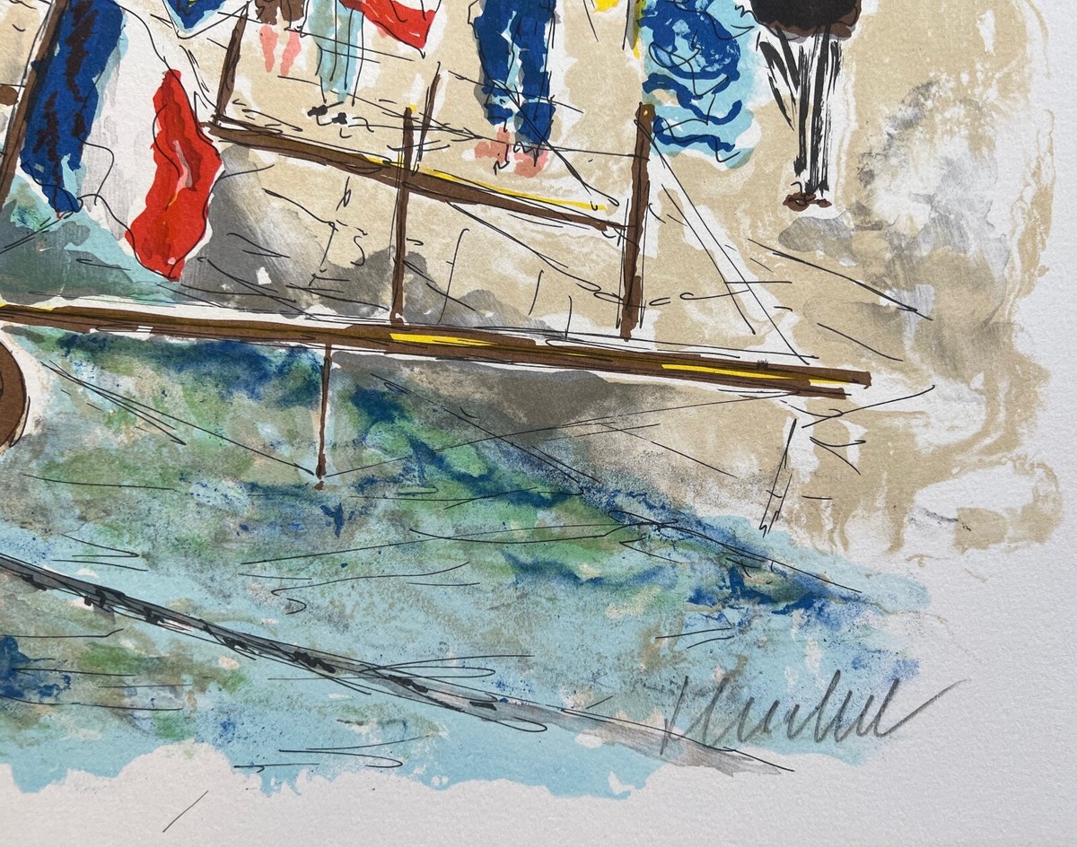 URBAIN HUCHET Voiliers a Saint-Tropez Hand Signed Limited Edition