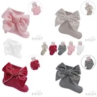 Baby Girls Socks Infant Ankle Length Ribbon Bow Design Tie Ankle Socks NB-24M