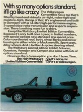 1984 VW VOLKSWAGEN Wolfsburg Limited Edition Convertible black Vintage Print Ad