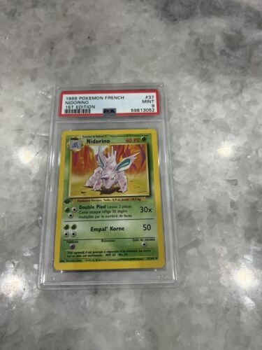 1999 Pokemon Nidorino #37 Uncommon 1st First Edition French Base PSA 9 Mint - Picture 1 of 2