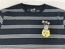 A LAB XL Black Grey Striped T-Shirt Trippy Stoner High Front Back Graphic SS Tee