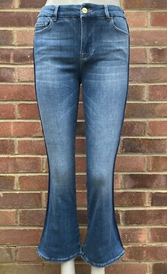 FRAME DAMEN BLAU MID-RISE LE CROP MINI BOOT JEANS MIT SEITENEINSATZ DETAIL