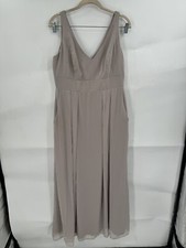 After Six Bridesmaid Dress Women 12 Taupe Maxi Wedding Guest Elegant Has Flaws