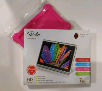 iRola Dx758 Pro 7'' HD Tablet 8 GB Bundle, Plus Pink Case
