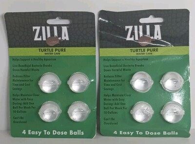 2 Packs Zilla Turtle Pure Water Care Beneficial Bacteria Cleans Habitat 8 Total
