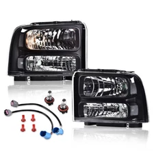 Black Headlights Conversion Kit W/ Bulb Fit For 99-04 Ford Super Duty Excursion