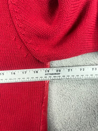 Vintage MAURICE SASSON Womens Medium Red Leather Jacket Knit Sweater Sleeves - Picture 5 of 13