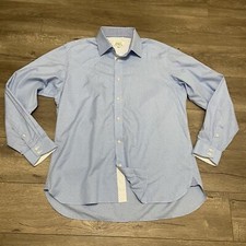 Ted Baker Endurance Classic Fit Long Sleeve Button Down Shirt Blue White Sz 17
